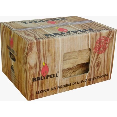 19e6e379dderer Legna da ardere di ulivo 10Kg – Perfetta per barbecue e forni – Bruciatura lenta e aromatica – Scatola con finestre per stoccaggio – Baltpell – Image 1