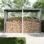 Legnaia da esterno in acciaio zincato nero 238x87x160cm con tetto spiovente – Image 2